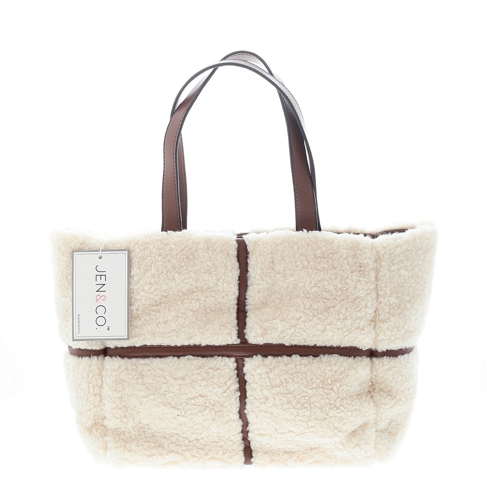 NWT Cream and Brown Tote Bag - Picture 2 of 3